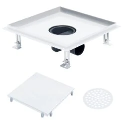 VIDAXL Drain De Douche Avec Couvercle 2 En 1 28x28 Cm Acier Inoxydable -AONA Gardena Magasin 645d59e416cd45.35106251