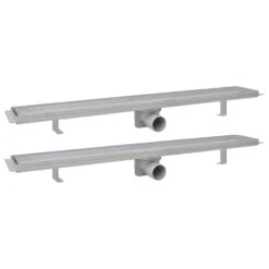 VIDAXL Drain De Douche Linéaire 2 Pc 830 X 140 Mm Acier Inoxydable