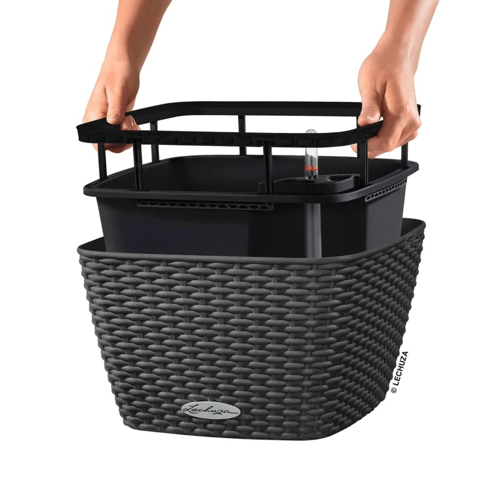 LECHUZA Jardinière Bacino Cottage All-in-one 30x30 Cm Noir Graphite 5 LECHUZA Jardinière Bacino Cottage All-in-one 30x30 Cm Noir Graphite – Image 5