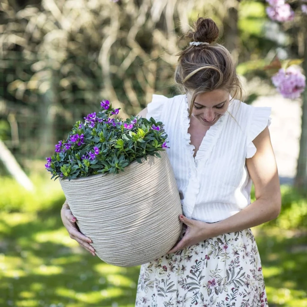 Pot à Fleurs Waste Rib 43x41 Cm Beige Terrazzo 6 Pot à Fleurs Waste Rib 43x41 Cm Beige Terrazzo – Image 6