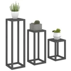 VIDAXL Ensemble De Supports Pour Plantes 3 Pcs Gris Bois De Pin Massif -AONA Gardena Magasin 64798cc1367080.37782114